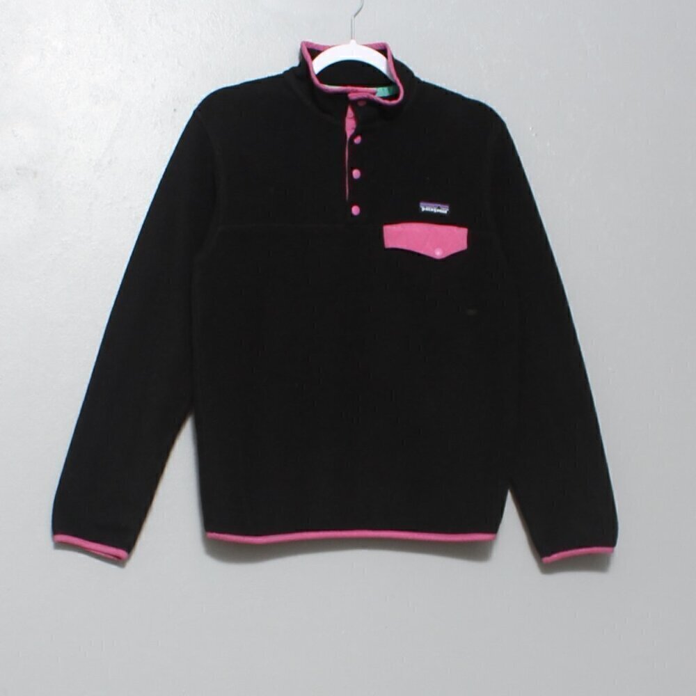 Patagonia synchilla black pink fleece pullover